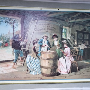 Vintage brandy advert poster/Théophile Guillon distillerie publicity/Man cave/Bar decor/Brandy Publicity/French wine cellar picture/Chais