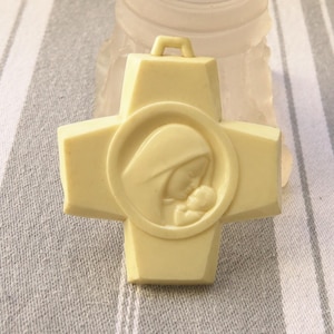 Vintage crib protector/Mother & child cradle medallion/Infant protection/Christening or baby shower gift/Religious charm/Talisman/Imperfect