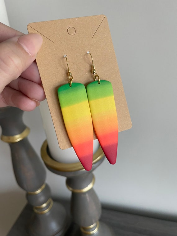 Rainbow ombr Clay Earrings Etsy Australia