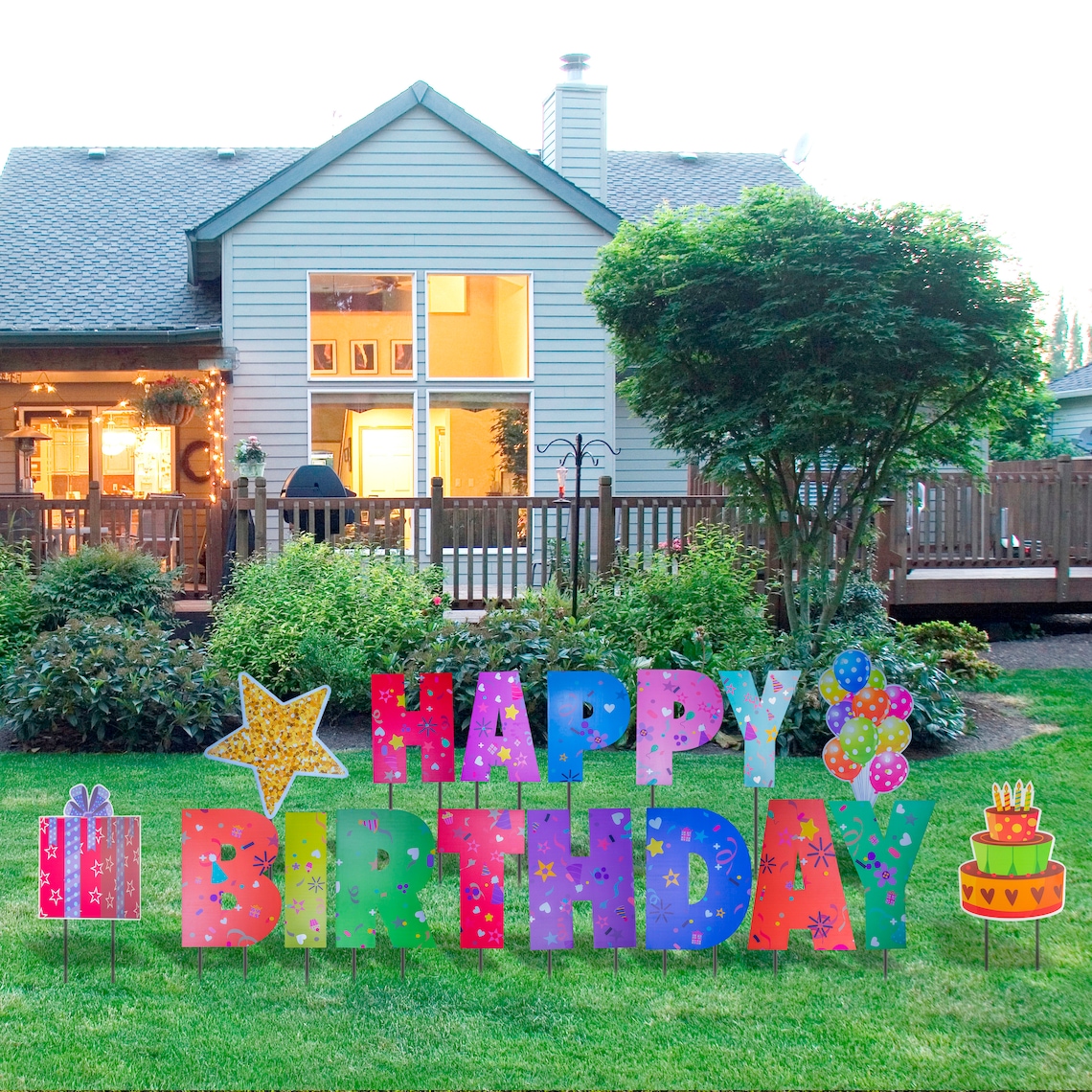 Large Happy Birthday Yard Signs with Stakes Colorful 20inch Etsy