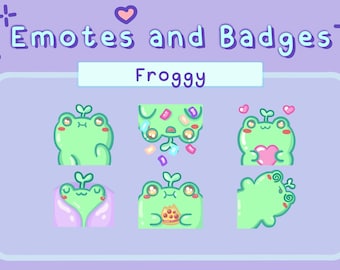 Set of 6 Frog emotes YouTube, twitch & discord - Cute Froggy green pastel emotes that are perfect for your stream