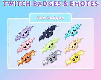 Fledermaus Abzeichen, TWITCH Abonnenten Treue Abzeichen, Twitch Halloween Abzeichen, süße Kawaii Fledermäuse