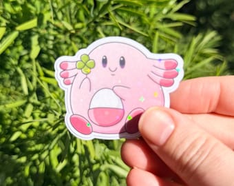 Cute Lucky Egg Nurse Pkmn Inspired Sticker | Pastel Kawaii Vinyl Sticker | Clover Lucky Charm Decal | Cute Gamer Laptop Sticker | Chansey