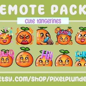 Set of 10 cute orange tangerine  emotes for YouTube, twitch & discord - Cute tangerine emotes that are perfect for your stream