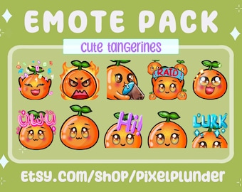 Set of 10 cute orange tangerine  emotes for YouTube, twitch & discord - Cute tangerine emotes that are perfect for your stream