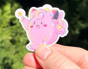 Cute Fairy Moon Pkmn Inspired Sticker | Kawaii Magical Girl Vinyl Decal | Pastel Cute Gamer Sticker | Sparkly Wand Aesthetic poke clef