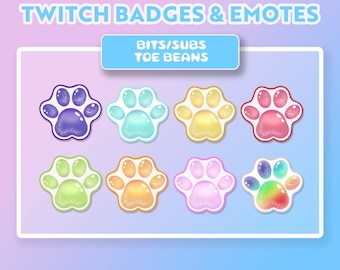 Twitch badges, Toe beans, cute sub badges, emotes, Twitch Channel Art