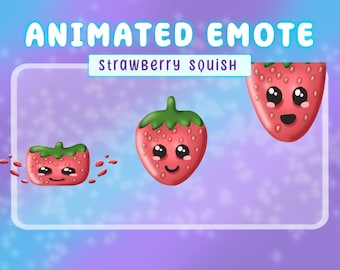 Emoticon de fresa ANIMADO YouTube, twitch & discord - Cute kawaii squish de fresa emoticón animado