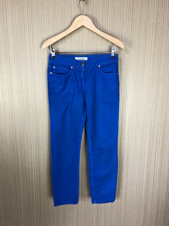 Vintage Blue Yves Saint Laurent Trousers, Retro Pa
