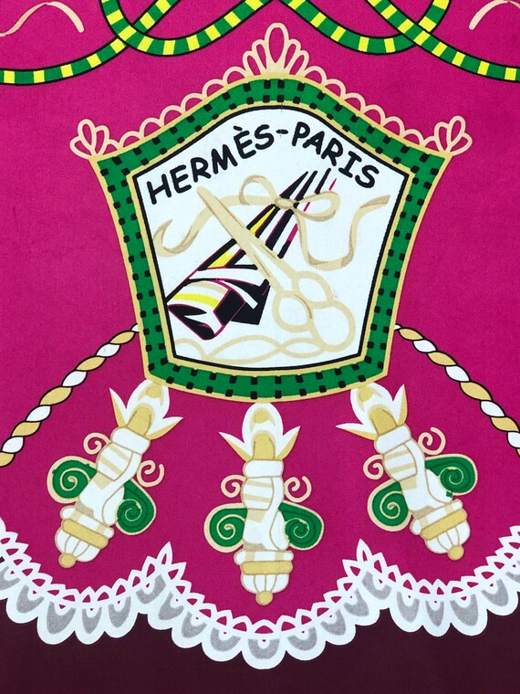 Vintage Hermes Scarf, Pink Horses Carriage, Rare … - image 6