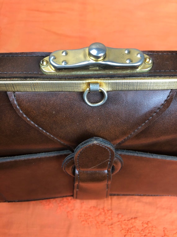 Vintage Brown Leather Bag, 50s-60s, Retro Handbag… - image 6