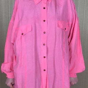 Pink Vintage Stinna Blouse, Silk Blouse, Size XXL