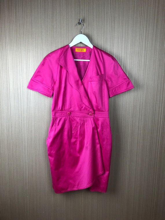 Pink vintage Escada dress, retro vintage, buttons… - image 1
