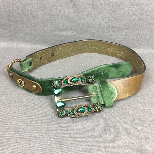 Vintage Anna Biagini Green Belt, Retro Stylish, Real Leather display picture 2