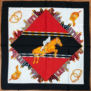 Gucci Vintage Scarf, Horse Rider, Rare, Art Design Exclusive Luxury, Silk