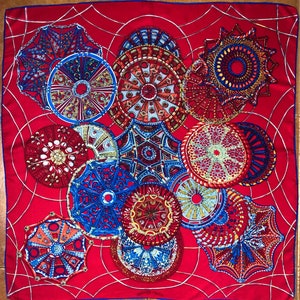 Hermes Vintage Silk Scarf, Red Jewelry, Rare Hermes Paris, Art Design Exclusive Luxury, France