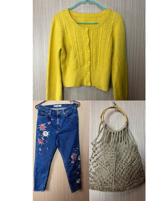 Set of 3 items , Vintage , cardigan , jeans, stri… - image 1