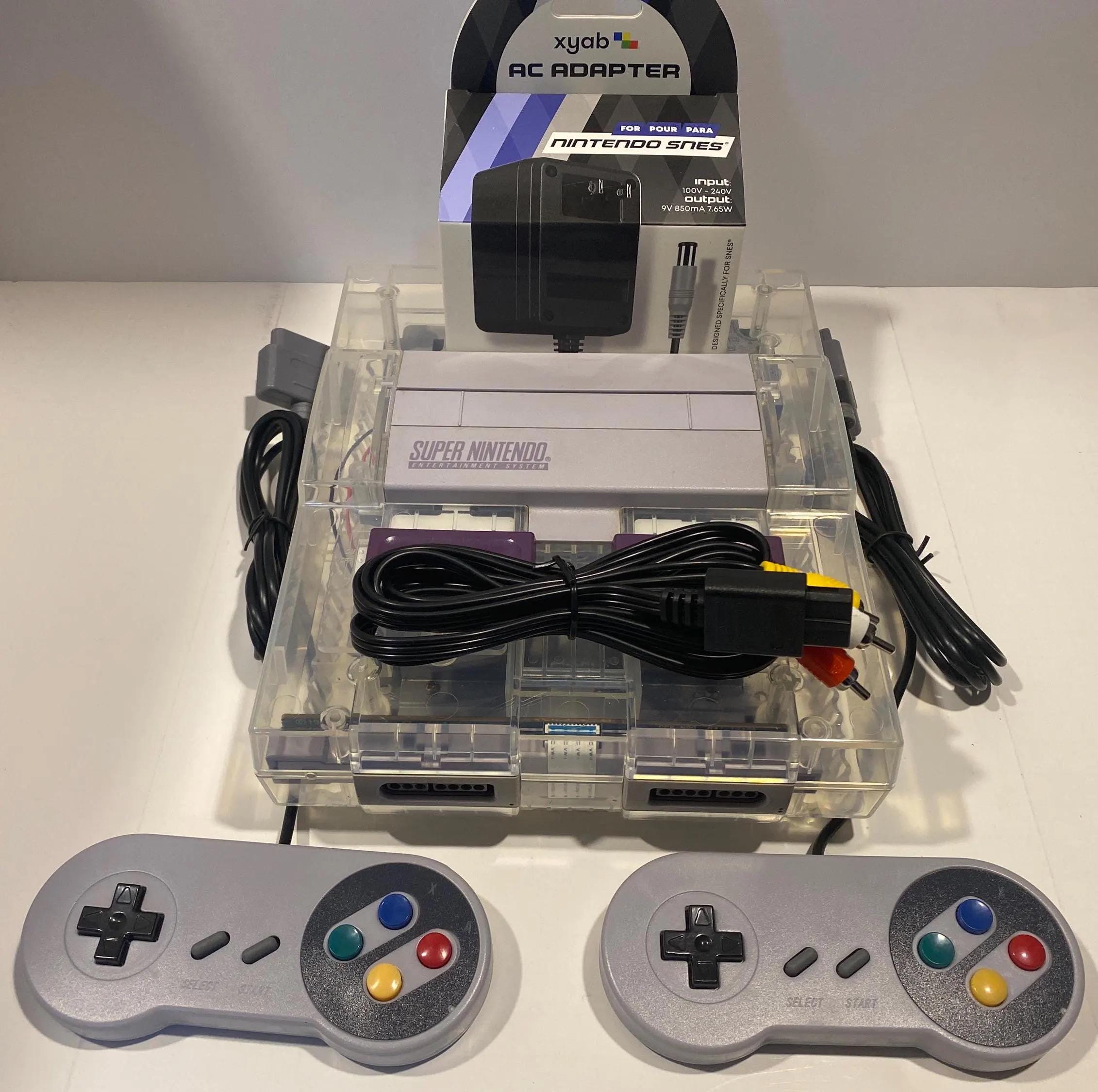 Snes Jr Custom Shell Custom SNES LED - Clear Retro Shell Starter Bundle & Multi-color LED ...