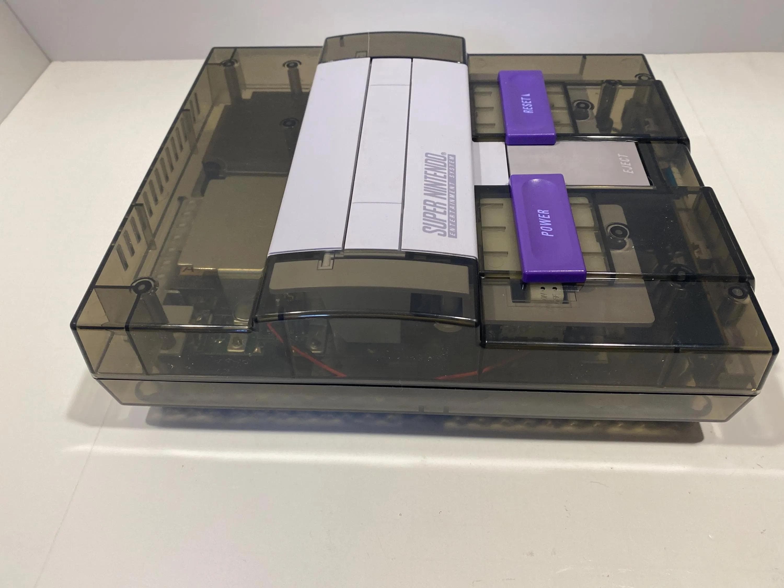 Snes Mini Led Mod Custom Clear Smoked SNES Console Bundle: Multi-color LED Mod + Super ...