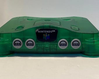 Nintendo 64 Clear Green Housing -New Shell & Led Lights N64 Jumper Pak Bundle