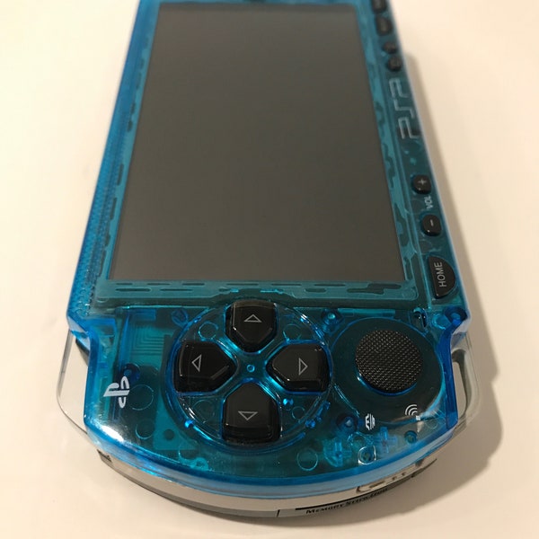Black/Clear Blue PSP 1000 Import Custom Modded Starter Pack 128 Gb Sony Playstation Portable 1000 New Clear Blue Faceplate