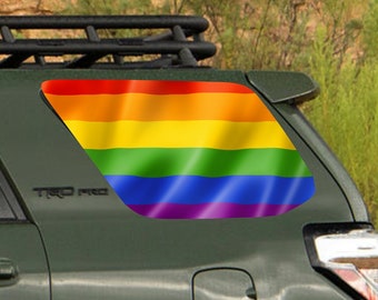 Pride Flag Rainbow LGBT LGBTQ+ Window Perforated Vinyl Flag See-Thru Graphics Fit Toyota 4Runner 2003-2024