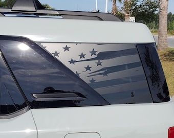 Distressed Slanted American Flag Rear Side Window Decals For 2021+ Ford Bronco Sport Precut