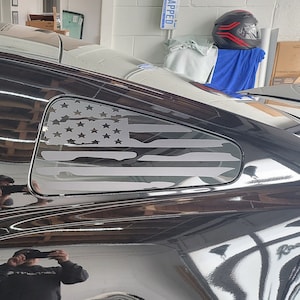 Distressed American Flag Rear Side Window Decals For 2010-2014 For Mustang Precut Tattered