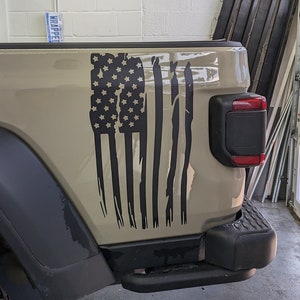 Distressed American Flag Bedside Decals fits 2020-2024 Jeep Gladiator