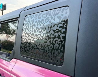 Leopard Cheetah Print Rear Window Decals fit Ford Bronco 6g Hardtop 2021+ Big Bronco Full Size