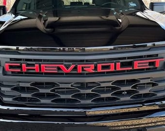 Custom Grill Letters Inserts Vinyl Overlays Fits 2022-2024 Chevrolet Chevy Silverado Custom