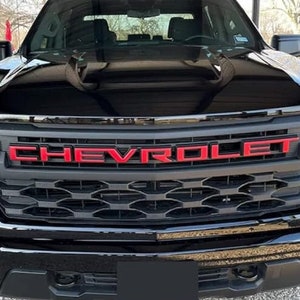 Custom Grill Letters Inserts Vinyl Overlays Fits 2022-2024 Chevrolet Chevy Silverado Custom