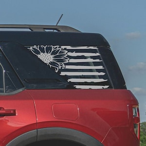 Sunflower Distressed Flags Rear Side Window Decals For 2021+ Ford Bronco Sport