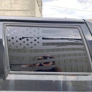 American Flag Rear Window Decals fits Jeep Cherokee 4Dr XJ Distressed x2 1984-2001