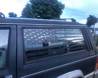 Distressed American Flag Rear Window Decals for Jeep Cherokee 2Dr XJ  Fit 1984-2001