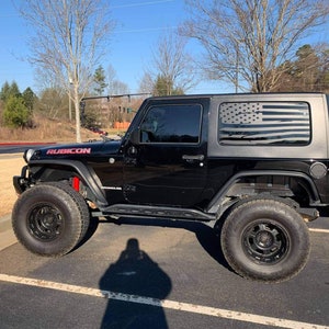 Distressed American Flag Rear Window Decals fit Jeep Wrangler 2Dr JK JL  x2 (2007-2025)