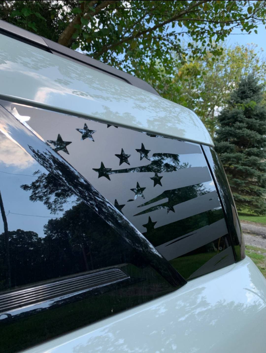 Sco Flag On Rear Window Distressed Slanted American Flag Rear Side Window Decals for 2021+ Ford ...