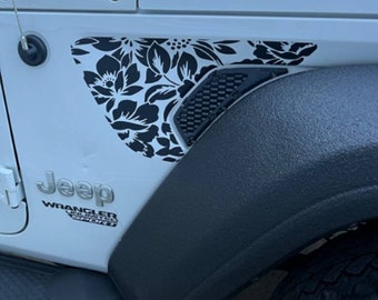 Fender Vent Floral Print Decals for 2018-2024 Jeep Wrangler / Gladiator