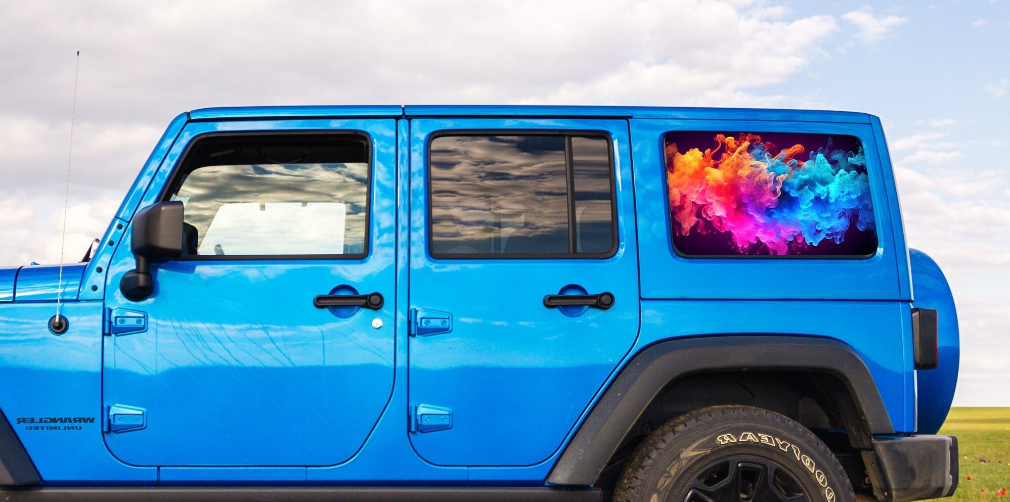 Colored Smoke Window Perforated Vinyl Flag See-thru Graphics