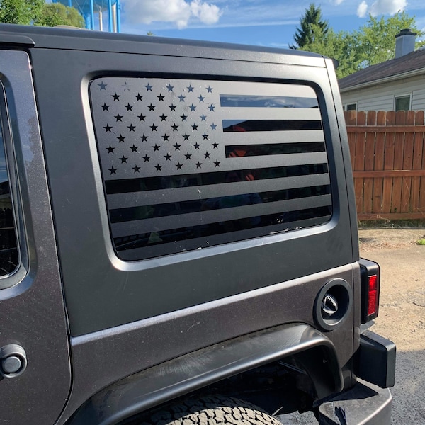 American Flag Rear Window Decals fit Jeep Wrangler Unlimited Jk Jku Jl Jlu 2007-2024