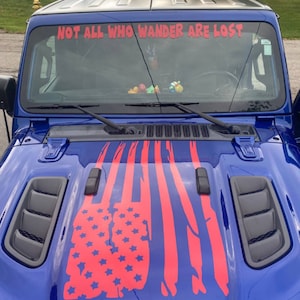 Distressed American Flag Hood Decal fit Jeep Wrangler Gladiator JT JL 2018-2022