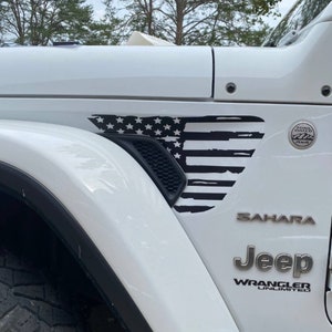 Fender Vent Distressed Flag Decals fits 2018-2025 Jeep Wrangler / Gladiator