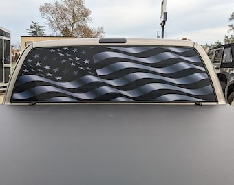 Truck Window Perforated Vinyl American Flag See-Thru Graphics