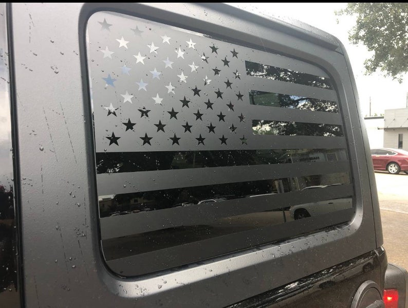 American Flag Rear Window Decals fit Jeep Wrangler Unlimited Jk Jku Jl Jlu 2007-2024 image 3