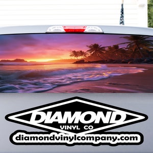 Truck Window Perforated Vinyl Beach Scene See-Thru Graphics