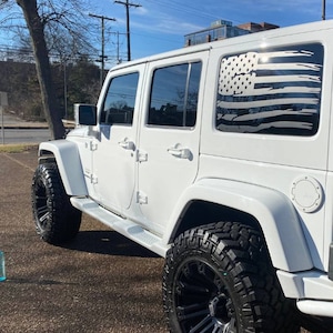 Distressed American Flag Rear Window Decals fit Jeep Wrangler Unlimited 4Dr JKU JLU x2 2007-2025