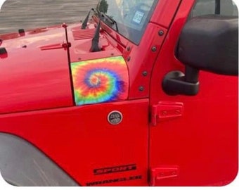 Tie Dye Cowl Decals fit 2007-2017 Jeep Wrangler JK/JKU Reflective and Non-Reflective