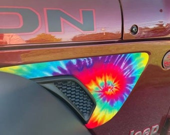 Reflective Tie Dye Fender Vent, Tailgate Overlay, and Fender Overlay Letters Fits Jeep Gladiator 2020-2024 Vinyl Decals