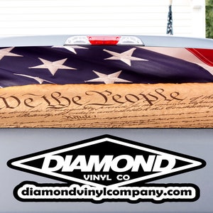 Truck Window Perforated Vinyl We The People With American Flag See-Thru Graphics