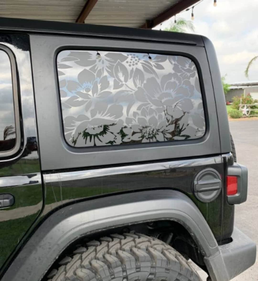 Floral Flower Print Rear Window Decals Fit Jeep Wrangler Unlimited 2dr